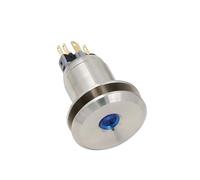 1PCS 22mm metal push button switch with LED light instant reset waterproof IP67 foot pedal VALTOO toilet power supply stainless steel(Beige,Yellow,12V)