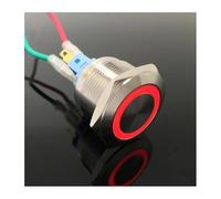 1pcs 22mm metal stainless steel ring lamp push button switch 6pin 1NO 1NC momentary button press switch flat IDGTTLDF(Red,6V)