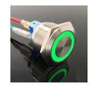 1pcs 22mm metal stainless steel ring lamp push button switch 6pin 1NO 1NC momentary button press switch flat IDGTTLDF(Green,48v)