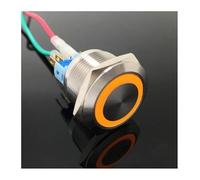 1pcs 22mm metal stainless steel ring lamp push button switch 6pin 1NO 1NC momentary button press switch flat IDGTTLDF(Yellow,380V)
