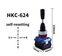 1pcs 22mm Monolever Joystick Switches 2 4Way Position Self Locking Latching Momentary Toggle Rocke Cross Switch 2NO 4NO HKC612(HKC-624)
