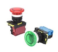 1PCS/22mm Mushroom Head Momentary button 12v 24v 220v 10A LA36M Self Reset Latching Big RED GREEN Push Button Switch On Off VaneAims(Green,1NO_LATCHING_36-48V)