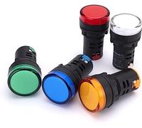 1pcs 22mm Panel Mount Signal Power Led Indicator Light AD16 Blue Green Red White Yellow Pilot Lamp AC DC 12V 24V 220V AD16-22DS (Color : 12V Red)(220v Yellow)