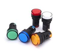 1pcs 22mm Panel Mount Signal Power Led Indicator Light AD16 Blue Green Red White Yellow Pilot Lamp AC DC 12V 24V 220V AD16-22DS (Color : 12V Red)(380v Yellow)