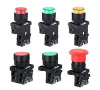 1PCS 22mm Push Button Switch Momentary Reset ON OFF 12V/220V/48V/24V Black NC NO Power Button for Electrical Industrial Panelboard(EA42 RED 1NC,220V)