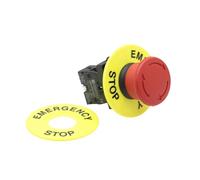 1PCS 22mm red LAY37 mushroom head emergency stop button switch XB2 normally closed alarm button switch(XB2-542 NC)