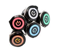 1PCS 25mm Black Metal Stainless Steel Waterproof Momentary Doorbell LED Button Switch Car Engine Start PC Power Symbol(Green,9V)