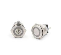 1PCS 25mm Stainless Steel Metal Push Button Switch LED Light Ring Power Marker Momentary Latching Fixed 6 Pin Car Switch 12V(Yellow)