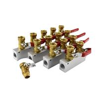 1PCS 27x36mm 1/2" Female 2 3 4 5 6 7 8 9 10 Ways Solid Aluminum Air Manifold Block Splitter with Ball Valve(5 Way 7 Port)