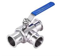 1Pcs 3/4" 1" 1-1/4" 1-1/2" Stainless Steel 3-Way L-Port Sanitary Ball Valve, 1.5" Tri Clamp Ferrule 50.5mm for Homebrewing(OD 38mm)