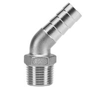 1pcs 3/4" 1" Male to 15mm 20mm 25mm 32mm Hose Barb 304 Stainless Steel Elbow, 45 Degree Elbow Connector Coupler, Pipe Fitting(3/4" x 15 mm)