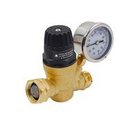 1pcs 3/4 Inch Handle Water Pressure Reducer Brass RV Pressure Reducer Valve Adjustable with Gauge Meter 160bar