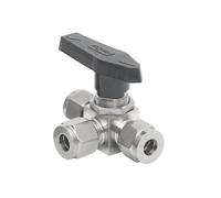 1PCS 3 6 8 10 12mm 1/8" 1/4" 3/8" 1/2" OD Tube Tee L-Port Ball Valve Compression Union 304/316 Stainless(12.7mm,SS316_L-Port)