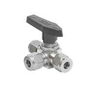 1PCS 3 6 8 10 12mm 1/8" 1/4" 3/8" 1/2" OD Tube Tee L-Port Ball Valve Compression Union 304/316 Stainless(8mm,SS316_T-Port)