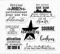 1Pcs 3.94 x 3.94 Inch French Words Transparent Clear Stamps for Card Making Scrapbooking Christmas Decoration Supplies,Stamps for Crafting,Style 9