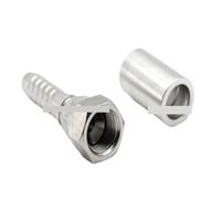 1PCS 304 Stainless Steel Crimp Fitting Female Thread 74 Degree Cone Hose Adapter Elbow Hose Lock nut 26711 Thread(6-7l16 JIC)