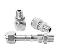 1pcs 304 Stainless Steel Double Ferrules Compression Pipe Fitting 6-12mm Tube OD to 1/8" 1/4" 3/8" 1/2" Male NPT Connector(14mm,1-8 NPT Male Thread)