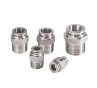 1pcs 304 Stainless Steel PC Pneumatic Quick Fitting Male M5 M6 1/8" 1/4" 3/8" 1/2" BSPT Thread, Push in OD 4-16mm Quick Release Pipe(63 * 32mm)