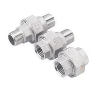 1PCS 304 Stainless Steel Union Joint Coupling 1/4" 3/8" 1/2" 3/4" 1" BSPT Female Male Thread Cast Pipe Fitting((HJ) 1l4 F to F DN8)