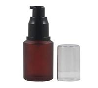 1PCS 30ML 1OZ Rose Red Empty Frosted Glass Pump Bottle with Transparent Cap Emulsion Lotion Essence Holder Refillable Portable Durable Cosmetic Container Jar Pot for Travel Vacation Daily Life