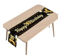 1PCS 30th Birthday Table Runner, Black Gold Desk Runners for 30 Years Old Men Women Party Supplies Tables Decorations, 180x35cm (30-Black Glod)