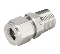 1PCS 316 Stainless Steel Double Ferrule Compression Connector Male NPT BSPT 1/8 1/4 3/8 1/2 Pipe Fitting Water Gas Replace Swagelok(0.25 in LOK,0.125 in Male BSPT)