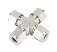 1pcs 316 Stainless Steel Union Cross 4 Way Double Ferrule Compression Connector 1/8 1/4 3/8 1/2 6mm Pipe Fitting Gas(8 mm LOK)