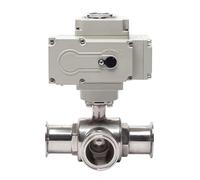1pcs 38mm 3-Way Motorized Ball Valve SUS Q911F-16P Electric Valve with Tri Clamp Ferrule, High Torque & Long Life(L TYPE-220VAC)