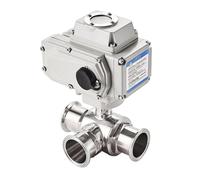 1pcs 38mm 3 Way Sanitary Electric Ball Valve - Stainless Steel Motorized Valve for Tri Clamp Ferrule - 220V/110V/12V(L Type-24vdc)