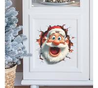 1PCS 3D Santa Claus Wall Sticker,Santa Claus Breaking The Wall 3D Self-Adhesive Vinyl Sticker,Funny Christmas Decor Supplies for Smooth Surfaces,Such As Walls Windows Doors Toilet Lid
