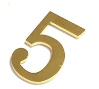 1Pcs 3Inch Metal Mailbox Numbers Solid Zinc Alloy House For Outside Self Adhesive For Apartment(Gold No.5)
