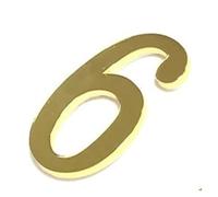 1Pcs 3Inch Metal Mailbox Numbers Solid Zinc Alloy House For Outside Self Adhesive For Apartment(Gold No.6)