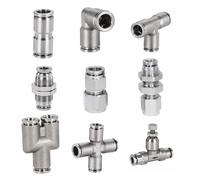 1PCS 4-16 Mm Tube OD 2 3 4 Ways Elbow Tee Y Cross Bulkhead Compression Stainless Push in Connect Pneumatic Air Fitting(PV,8mm OD Tube)