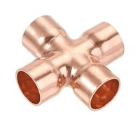 1Pcs 4-Way Copper Cross Union Pipe Fitting for Plumbing Air Conditioning Refrigeration Central Heating Gas Pipework, 22mm
