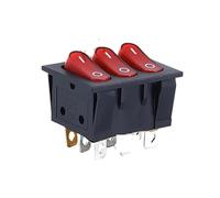 1PCS 40.3X33.3mm Rocker Switch KCD3 Red Ligh 3 Way Black Switch 9 Pin 2 Position ON-OFF/ON-ON 16A/30A 250VAC Triple Power Switch EFDSVUHE