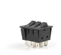 1PCS 40.3X33.3mm Rocker Switch KCD3 Red Ligh 3 Way Black Switch 9 Pin 2 Position ON-OFF/ON-ON 16A/30A 250VAC Triple Power Switch RRBXXUYN(Gold)