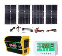 1pcs 4000W Solar Power System Kit - 12V Inverter with 50A Charge Controller & 100W Waterproof Foldable Solar Panel(Black)