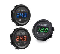 1pcs 5-48V Car Motorcycle Voltmeter Mini Digital Waterproof LED Panel Tester Display Round Volt Meter Gauge(Green)