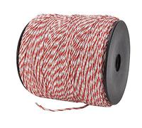 1Pcs 500m Electric Fence Wire, 6 Strand Polywire Electric Fence Wire Reel Nylon Stainless Steel Red and White Color with Black Chuck Reliable Conductivity for Livestock Cattle Sheep Horse Pets Crop