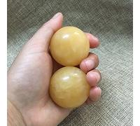1Pcs 50mm Natural Jade Baoding Ball Fitness Handball Quartz Sphere Relaxation Hand Wrist Exercise Massage Therapy Healing Stone,Yellow Jade