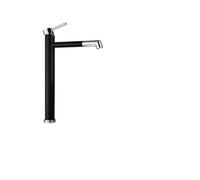 1PCS 6 Color Basin Polished Modern Bathroom Chrome Plated Brass Single Handle 360 Degree Sink Mixer(Black Chrome H)