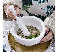1PCS 60mm 80mm 100mm 130mm 160mm Porcelain Mortar and Pestle White Mixing Grinding Bowl Set Suitable for vanilla, spices, coffee, and coffee b(160mm)