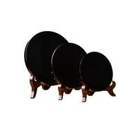 1pcs 60MM Obsidian Mirror Disc Home Decoration Gift+ Stand