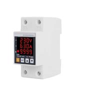 1PCS 63A 230V 3IN1 display Din rail adjustable over and under voltage protector relay over current protection kilowatt hour power wattmeter