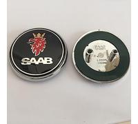 1pcs 68mm car front hood bonnet emblem rear Truck badge sticker Decal for SAAB 03-10 9-3 9-5 93 95,Black Rear