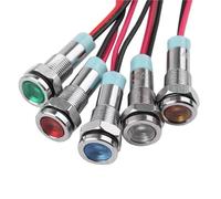1pcs 6mm Flat Head LED Metal Indicator Light 6mm Waterproof Signal lamp 6V 12V 24V 220v with Wire red Yellow Blue Green(6V White)
