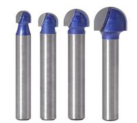 1pcs 6mm Shank Professional Level Ball Nose Router Bits Set End Mill Round Cove Box Solid Carbide CNC Radius Core Milling Bit Router Bit Set for Wood Planer(4PCS)