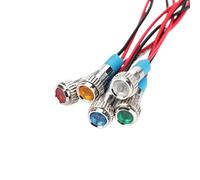 1Pcs 6mm Waterproof Metal LED Warning Indicator Light Signal Lamp Pilot Wire 3V 5V 12V 24V 220V red blue white yellow green(50R,220V)