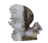 1pcs 7-10cm Crystal Clear Quartz Citrine Cluster Squirrel Hand Carved Statue Gemstone Stone