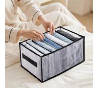 1PCS 7 Grids Drawer Organizers, Folded Clothes Organizer for Closet, Clothing Storage Bins, Washable Foldable Drawer Clothes Compartment Storage Box(Black,35×25×20CM)